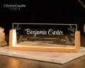 Custom Desk Name Plate with Wooden Base - Lighted Name Sign, Office Desk Accessories, New Job Gift, Thank You Gifts for Coworkers
