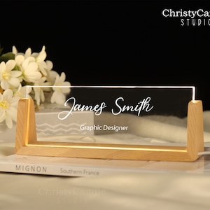 Personalized Desk Name Plate - Lighted Acrylic Name Sign, New Job Gift, Thank You Gifts for Coworkers, Teacher Gift