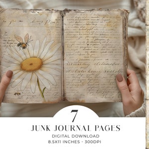 Strony dziennika Daisy Junk: Papier vintage Summer (do pobrania w wersji cyfrowej)