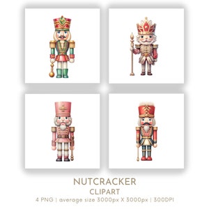 Christmas Nutcracker Watercolor Clipart PNG Set 4 , Christmas Xmas Clipart for Commercial Use, Paper Crafts Digital Instant Download