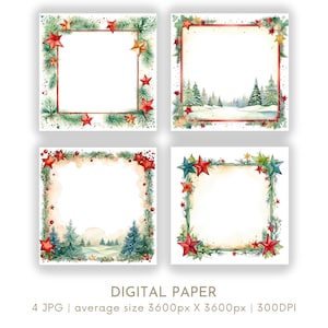 Weihnachten Sterne Digitales Papier Set 4 JPG Festliche Karte machen Weihnachten Urlaub Junk Journal Scrapbook Digital Instant Download