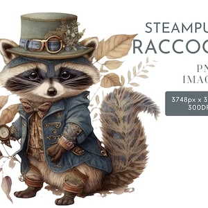 Steampunk raton laveur Clipart PNG, des cliparts pour chambre d'enfant, des cliparts Steampunk, téléchargement immédiat création d'Images de stock usage Commercial