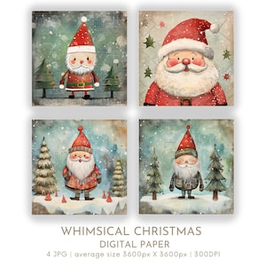 Whimsical Father Christmas Digital Paper: Festive Santa JPG Set (Digital Download)