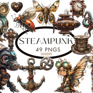 Steampunk Clipart, Fantasy Clipart, Steampunk Ephemera, Planner Stickers, Commercial Use, Steampunk Png Graphics, Clipart Bundle SPJJ1