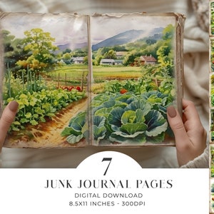Páginas plegables para diario basura de huerto, papel imprimible para diario basura de huerto, jardinería digital, descarga instantánea de álbum de recortes
