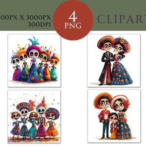 Tag der Toten Aquarell Clipart PNG Set 4, gruselige Halloween Gothic Horror Kommerzielle Nutzung, Papier Handwerk Digital Sofort Download