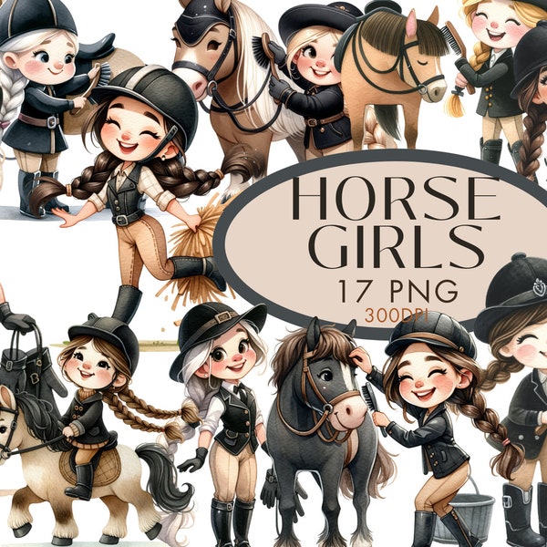 Horse Riding Girls Clipart PNG Bundle, Blonde Brunette Horse Riders  Watercolor Commercial Use, Horse Loving Girls Digital Instant Download