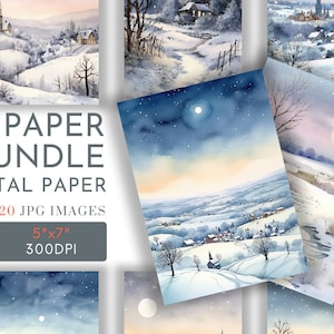 Cenários de inverno Fundos digitais, manhã de Natal 5x7 papéis, páginas de diário Scrapbook Cartões de felicitações Presentes Uso comercial JPG