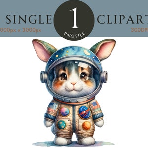 Clipart astronaute lapin, mignon astronaute PNG, Illustration de l'espace, aquarelle lapin des cliparts pour le scrapbooking carte de voeux inviter tasse t-shirts