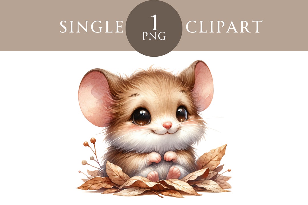 Mouse Clipart, Cute Woodland Animal Wall Art PNG, Baby Mouse Graphics ...