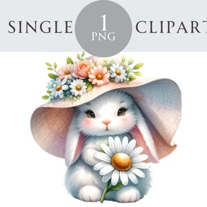 Clipart de coelho de primavera, ilustração PNG de coelho de Páscoa, dia das mães, ideal para cartões de felicitações, artesanato, convites, projetos de papel