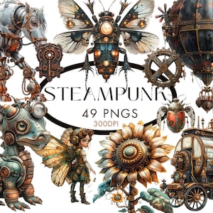 Steampunk Clipart, Fantasy Clipart, Steampunk Ephemera, Planner Stickers, Commercial Use, Steampunk Png Graphics, Clipart Bundle SPJJ1