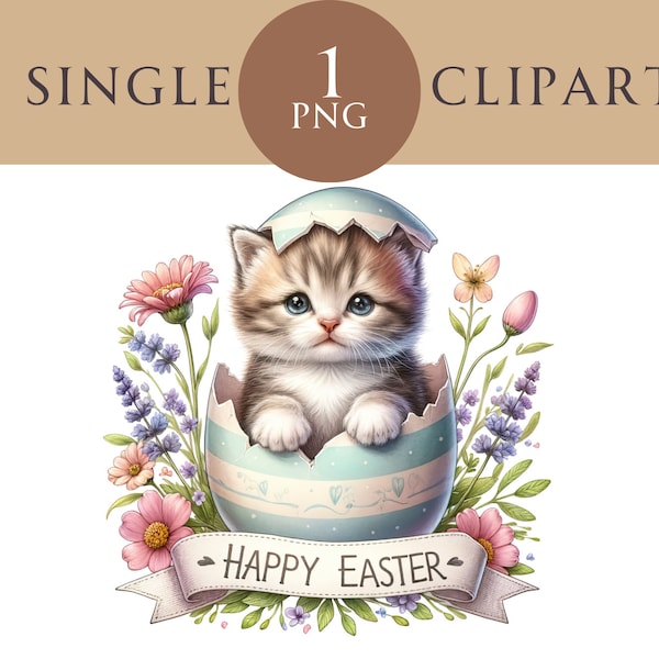 Easter Kitten Clipart, Cat Easter Egg Nursery Spring Clipart  Baby Shower Clipart, Easter Clipart Spring Cute Clipart Floral Clipart Nursery