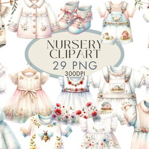 Bundle de cliparts PNG aquarelle pour chambre d'enfant, bébé garçon, clipart bébé fille pour un usage Commercial, téléchargement numérique instantané
