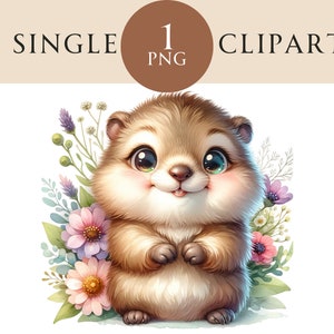 Clipart de marmota, ilustração de animal da floresta PNG, dia da marmota PNG Ideal para cartões de felicitações, artesanato, berçário, convites, projetos de papel