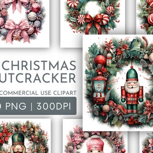 Pacote de clipart de coroa de quebra-nozes, clipart de Natal para uso comercial Quebra-nozes rosa transparente PNG Scrapbook Crafting Junk Journal Clipart