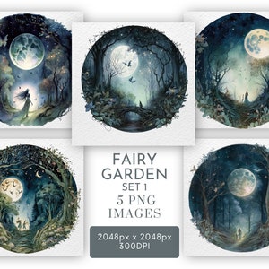 Jardin féerique enchanté des cliparts PNG, Scrapbooking, fabrication de cartes, fées forêt usage Commercial téléchargement immédiat