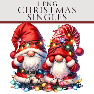Natal Gnomos Clipart, Natal Luzes de Fadas Inverno PNG Ilustração, Ideal para Cartões de Saudação, Artesanato, Berçário e Criação de Convites