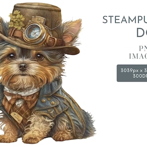 Steampunk chien Clipart PNG, Clipart chambre d'enfant, clipart Steampunk, téléchargement immédiat créations Stock Images usage Commercial