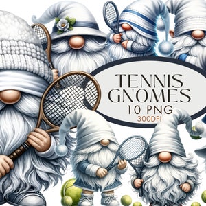 Tennis-Zwerge Zwerge Aquarell Clipart PNG, Tennis-Gonks, Junk-Journaling kommerzielle Nutzung Sofort-Download