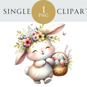 Clipart de coelho de Páscoa, ilustração PNG de dia das mães da primavera, ideal para cartões de felicitações, artesanato, berçário, convite, criação de projetos de papel