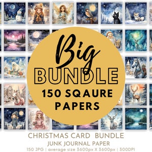 Lot de 150 fonds d'écran Noël hiver, papiers 30 x 30 cm, cartes de Noël Scrapbooking, cartes de voeux en papier numérique festives, usage commercial JPG