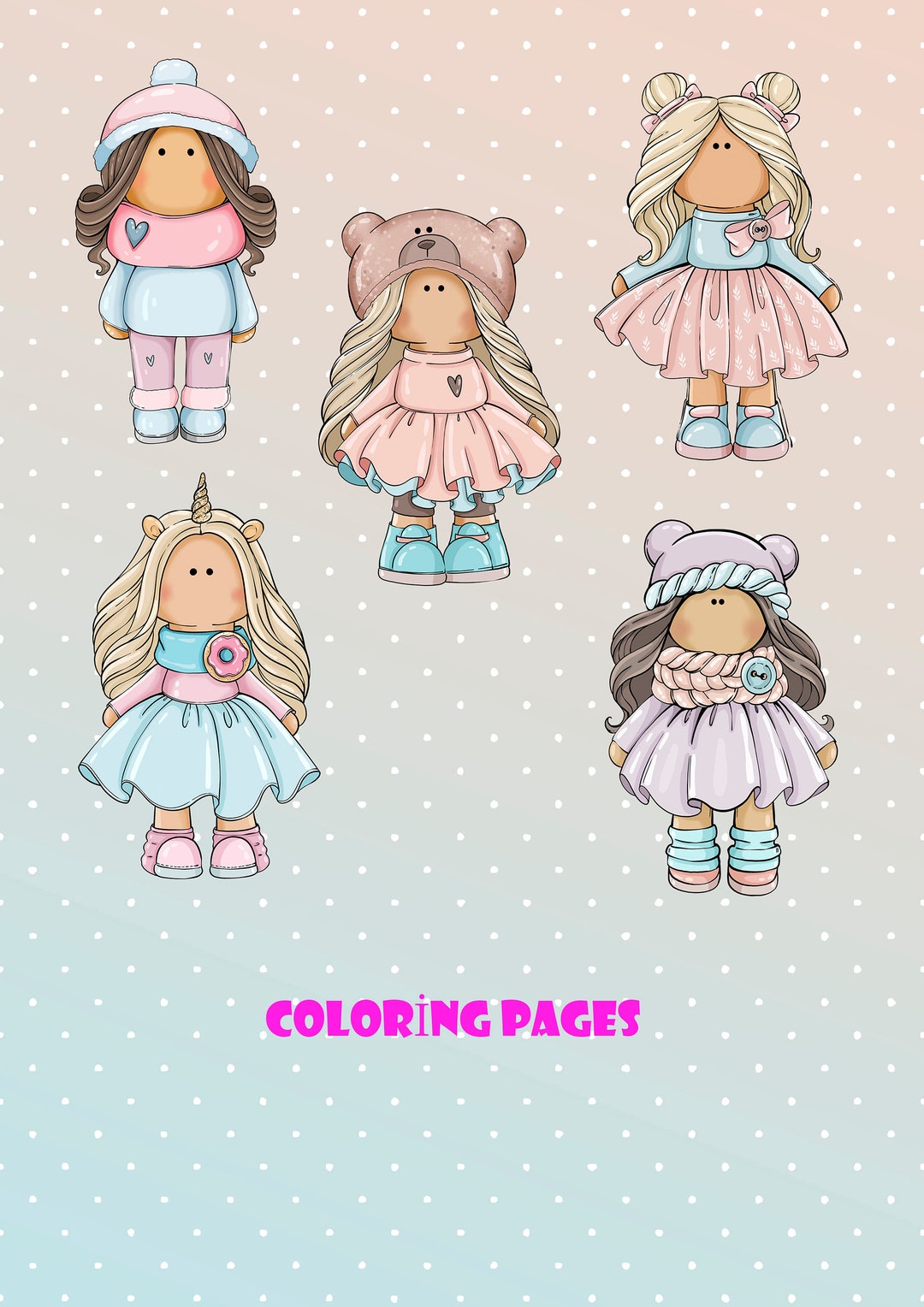 Coloring Pages, Doll Coloring Page - Etsy