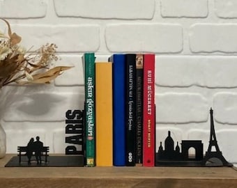 Paris Metal Bookends, Metal Decor, Metal Art, Office, Gift , Best Gift Ever,City Bookends,Paris Bookends,Paris in love,Free Shipping,love