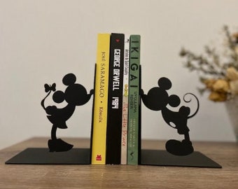 Mickey Metal Bookends, Metal Decor, Metal Art, Office, Gift , Best Gift Ever, Best Decoration,Love, Couple, Lovely gift