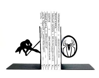 Spider Metal Bookends, Metal Decor, Metal Art, Best Gift Ever, Book Lover Gift, Bookends, Super Hero Bookend, Student Gift, Teacher Gift