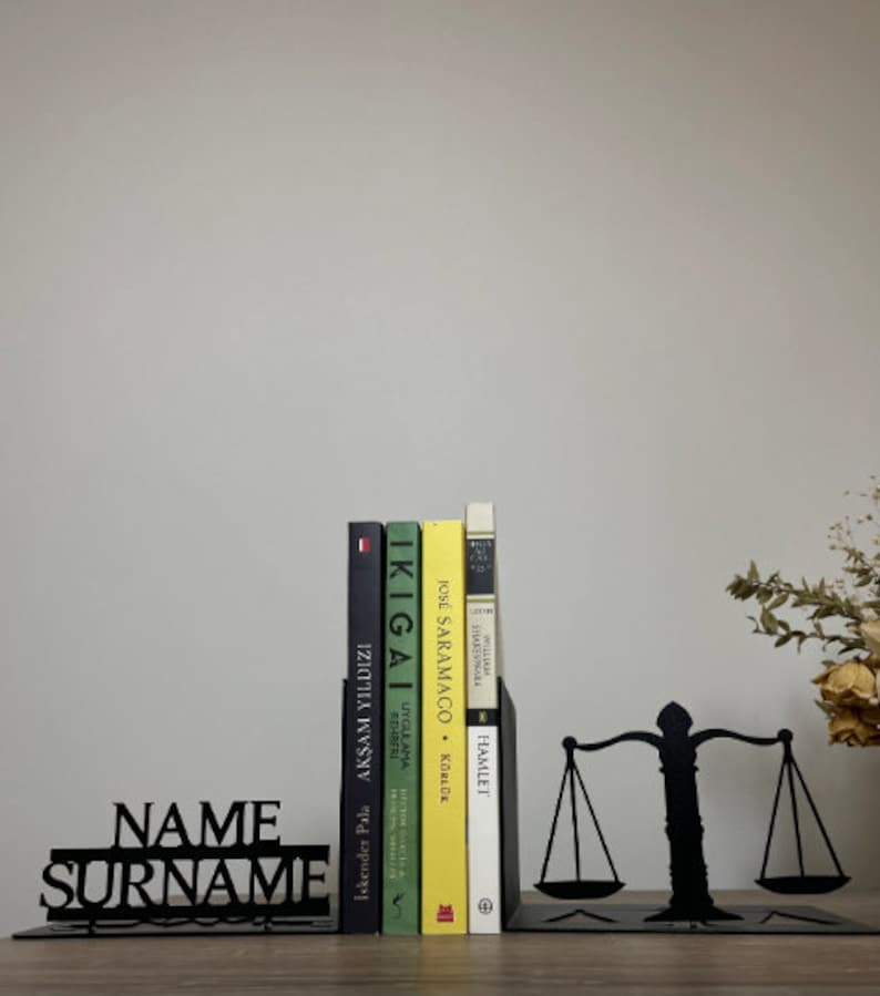 Justice Customize Metal Bookend,lawyer gift Metal Decor,lawyer gift ,cat gift,Customize Bookend,court Specialized bookends,Customize Gift, image 2