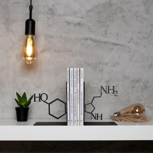 Serotonin Bookends, Serotonin Metal Decor, Serotonin Metal Art, Serototnin Gift,  Chemistry Gift, Chemist Gift Decoration,Chemical Bookends