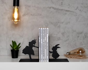 Alice Metal Bookends, Metal Decor, Metal Art, Office Gift, Best Gift Ever, Alice Bookends, Chrismast Gift,Housewarming Gift,Alice Movie Gift