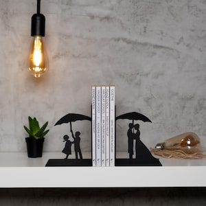 Love Metal Bookends, Metal Decor, Metal Art, Office, Gift , Best Gift Ever, Love,umbrella love ,couple bookends, love bookends ,book end