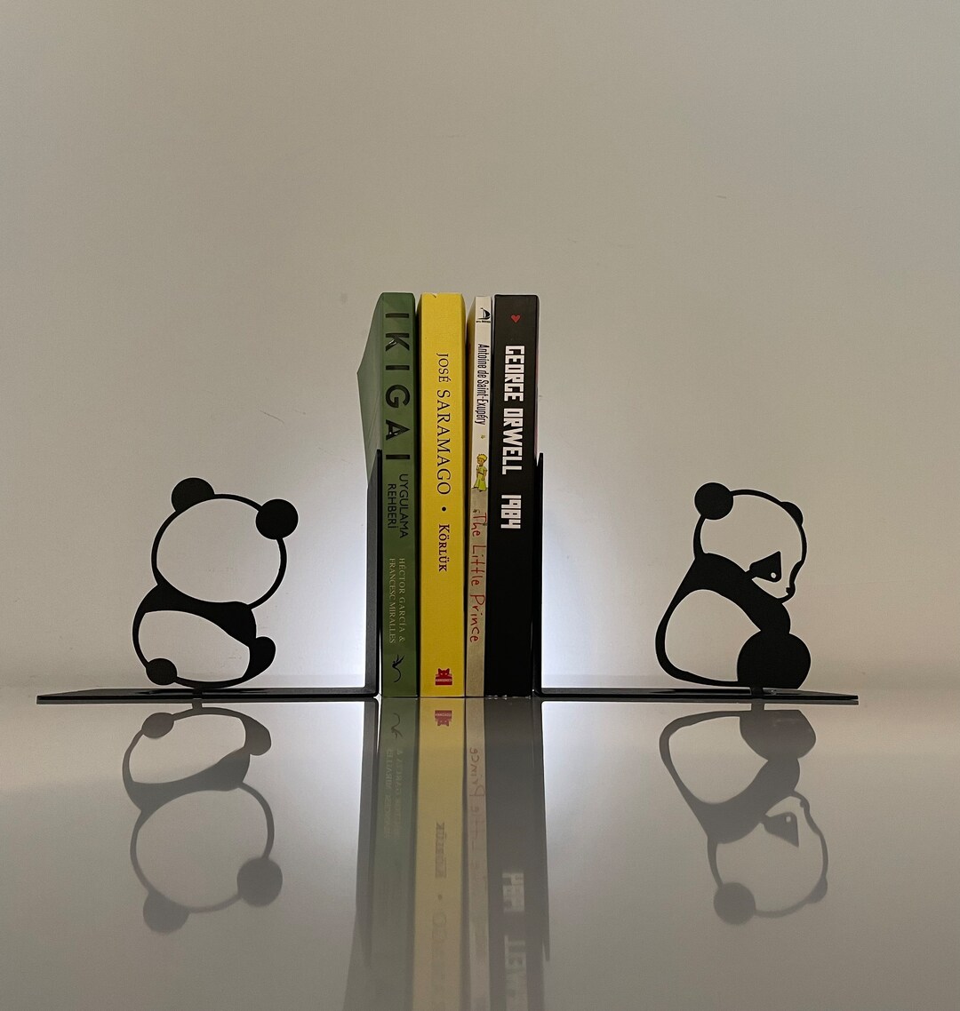 Baby Panda Metal Bookends, Metal Decor, Metal Art, Gift .best Gift Ever