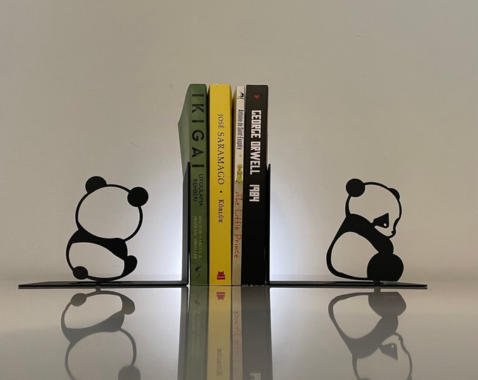 Serre-livres en métal bébé panda, décoration en métal, art en métal, cadeau. Meilleur cadeau de tous les temps, personnaliser le serre-livres, serre-livres panda, cadeau enfant, serre-livres panda,
