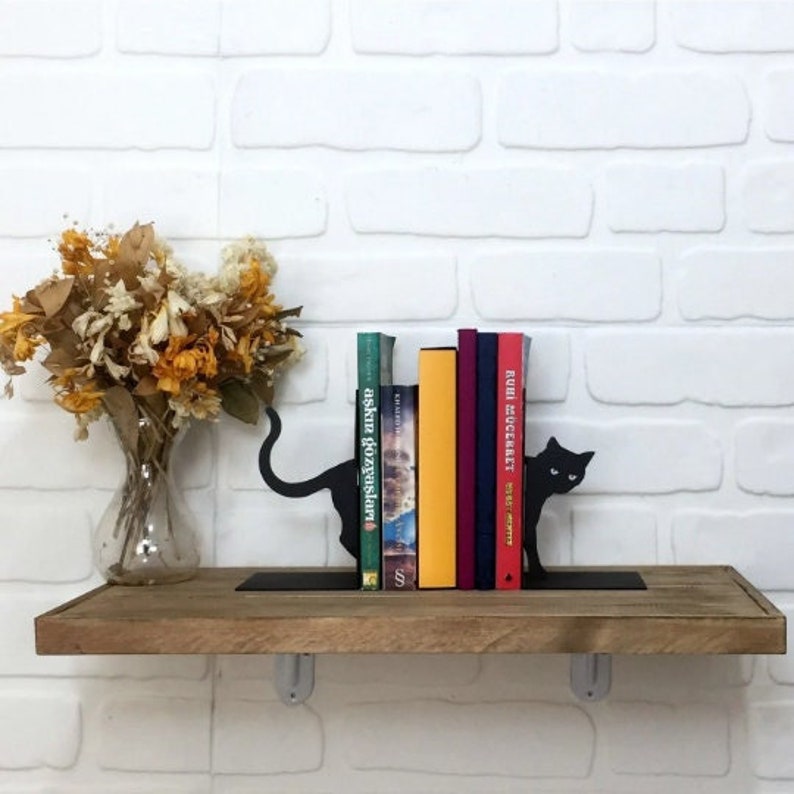 Cat Bookends Metal, Metal Decor, Metal Art, Office, Gift , Best Gift Ever,Love,Cat gift, Catlovers. Cat bookends,Housewarming Gift image 2