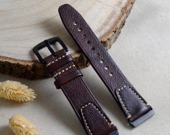 Watch strap, top-grain leather, dark brown – for Apple Watch 1–11 SE/Ultra, Samsung 4–7/Ultra, Huawei Fit 1–4 Pro, Xiaomi 8/9 Pro BL01