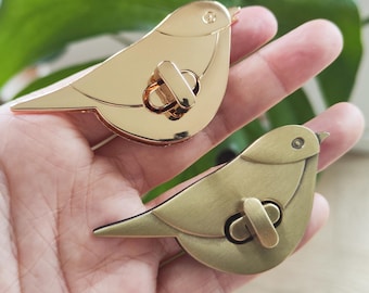 Bird-shaped metal bag clasp – twist lock for bags, wallets & creative DIY projects. Swivel clasp C7M02