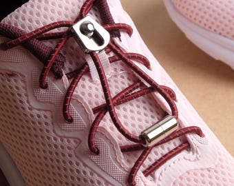 Reflective elastic round shoelaces with metal stoppers | No need to tie a bow | 18 colors | For sports, sneakers & outdoor activities KS3 3.1