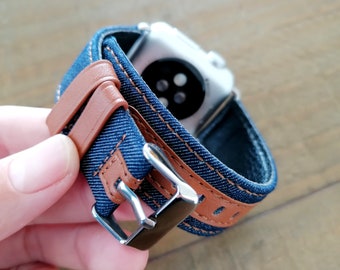 Denim fabric strap for Apple Watch Apple Watch Series 1 2 3 4 5 6 7 8 9 10 Ultra 1&2 ABV02