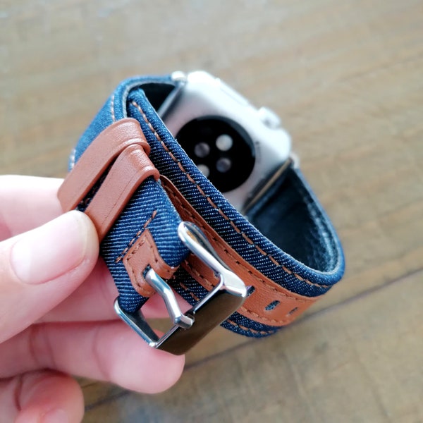 Bracelet en jean pour Apple Watch Apple Watch Series 1 2 3 4 5 6 7 8 9 V02