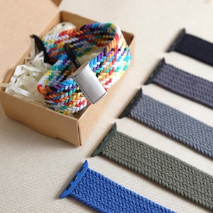 Braided Nylon Strap for Apple Watch 1 2 3 4 5 6 7 8 9 10 11 SE 1- 3 Ultra 1 - 3 – Elastic Breathable & Color Variety BM02