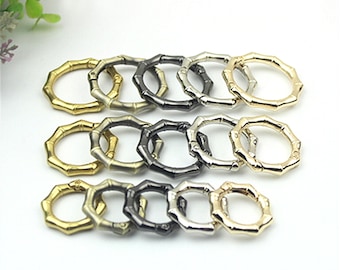 Bamboo Design Metal Carabiner – Round Ring Carabiner Hook for Bags, Keychains, Jewelry & DIY CR (Bamboo)