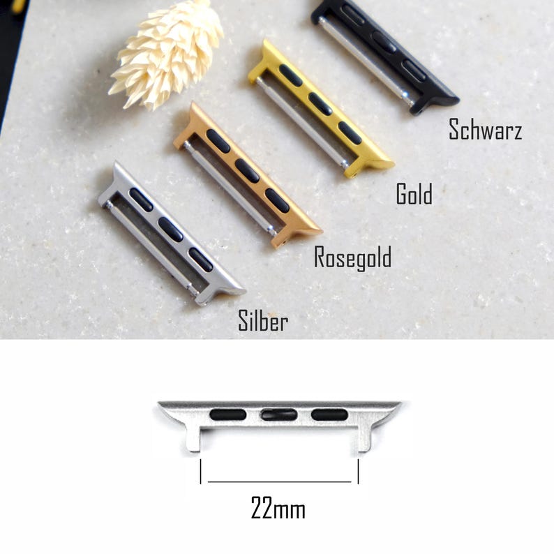 Apple Watch Adapter - 22 mm lug width stainless steel bracelet for Series 1 - 9 10 11 SE & Ultra 1 / 2 / 3 38 40 41 42 44 45 46 49 mm AA1 image 7
