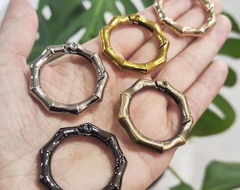 Bamboo Design Metal Carabiner – Round Ring Carabiner Hook for Bags, Keychains, Jewelry & DIY CR (Bamboo)