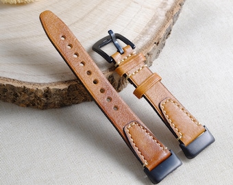 Watch strap, top-grain leather, light brown – for Apple Watch 1–11 SE/Ultra, Samsung 4–7/Ultra, Huawei Fit 1–4 Pro, Xiaomi 8/9 Pro BL01
