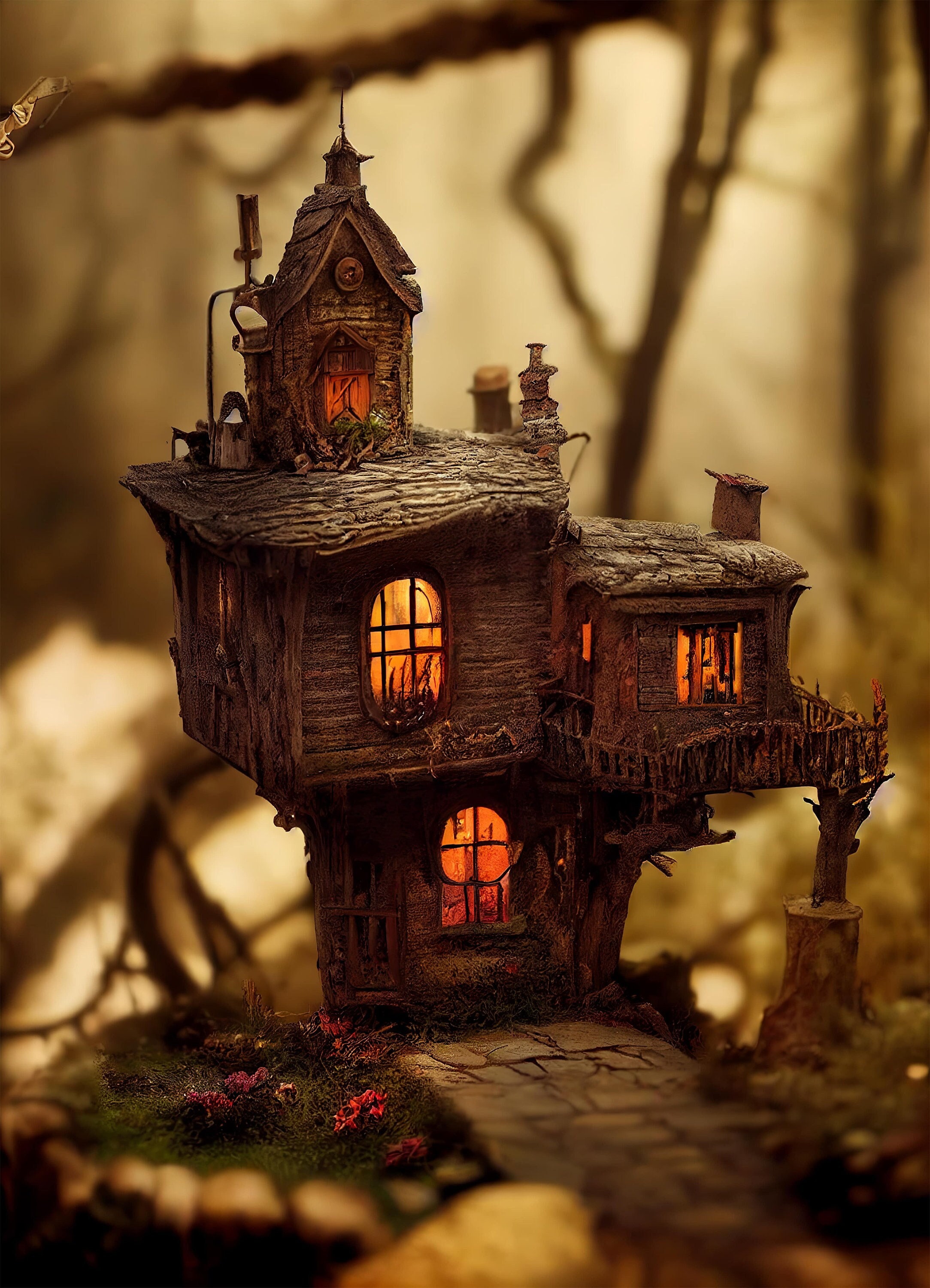 Fairy House Art Print, Instant Download Printable Home Decor, Fantasy Wall Art Gift