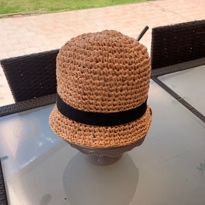 Crochet &quot;fisherman&quot; hat in natural raffia &quot;fisherman&quot; hat raffia crochet hat crochet hat