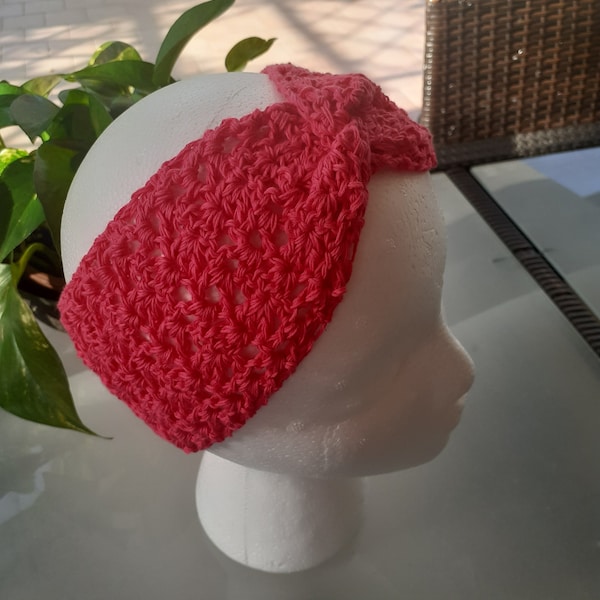 Bandes de cheveux au crochet en coton, bleu clair, fuchsia, bandeau beige, bande de cheveux au crochet, bandes de cheveux, bandeaux de cheveux